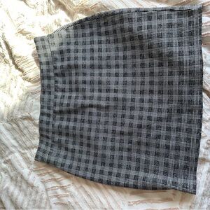 Black and White Plaid Ponte Pencil Skirt